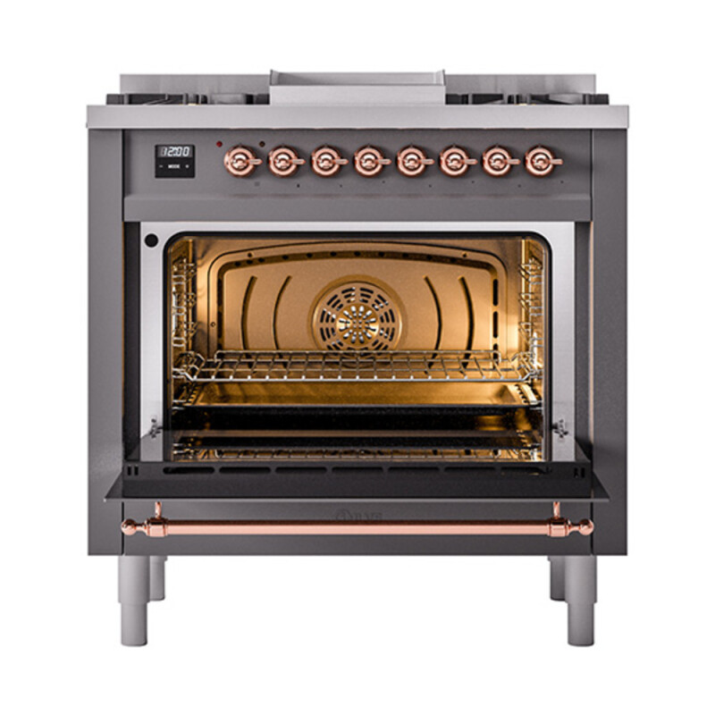 Nostalgie II 36 inch Dual Fuel Range with 6 Burners and Griddle UP36FQNMPMGPLP