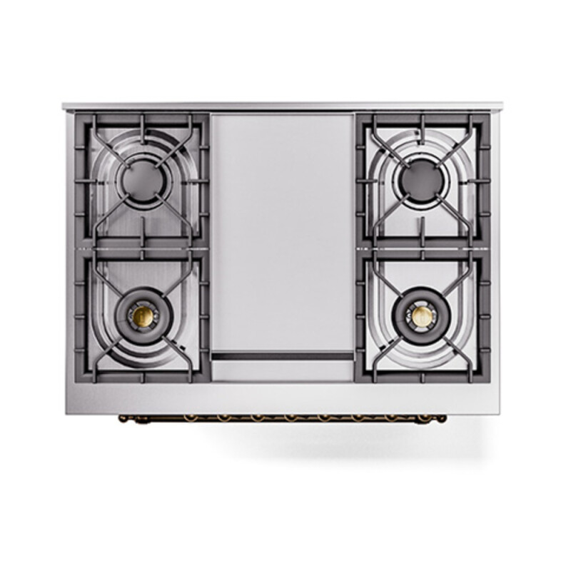 Nostalgie II 36 UP36FQNMPRAB Freestanding Dual Fuel Range with 6 Sealed Burners with Griddle Single Oven with Solid Door with Bronze knobs UP36FQNMPRABLP