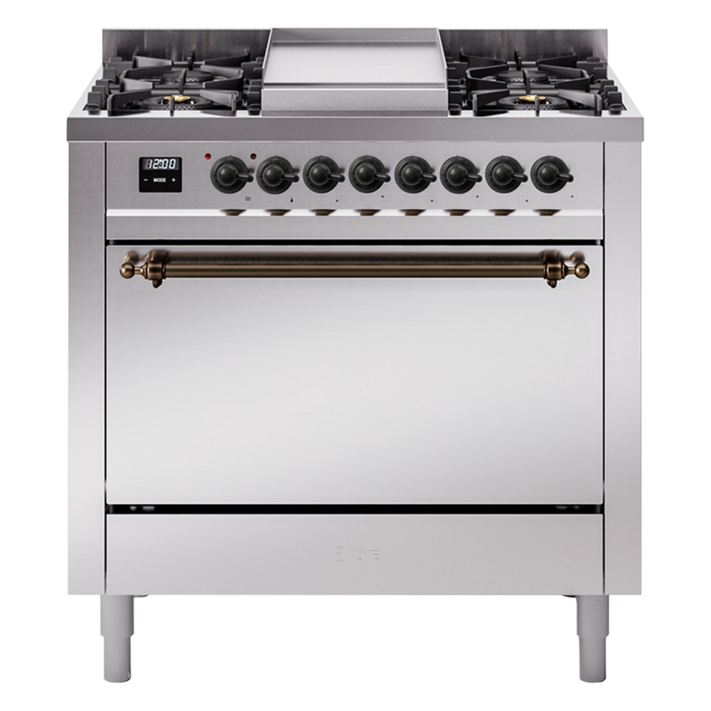 Nostalgie II 36 inch Dual Fuel Range with 6 Burners and Griddle UP36FQNMPSSBLP