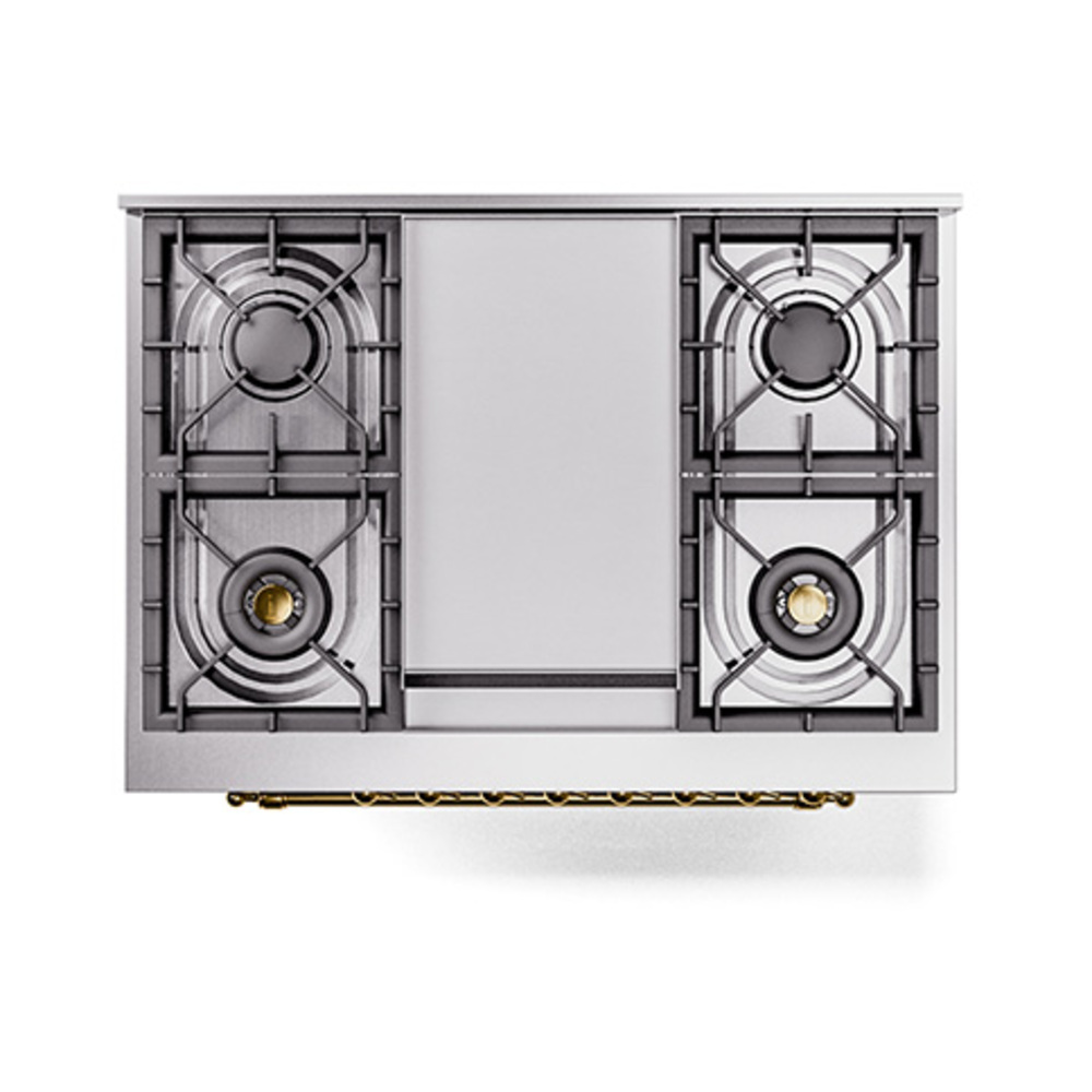 Nostalgie II 36 UP36FQNMPSSG Freestanding Dual Fuel Range with 6 Sealed Burners with Griddle Single Oven with Solid Door with Brass knobs UP36FQNMPSSGLP