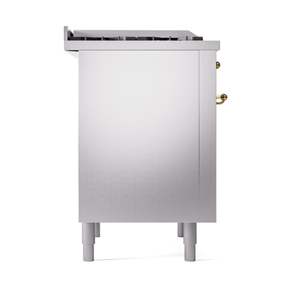 Nostalgie II 36 UP36FQNMPSSG Freestanding Dual Fuel Range with 6 Sealed Burners with Griddle Single Oven with Solid Door with Brass knobs UP36FQNMPSSGLP