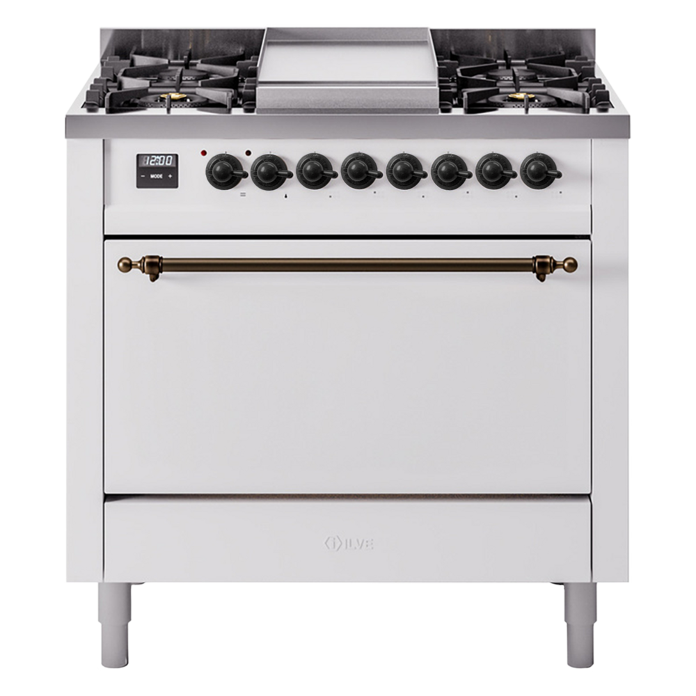 Nostalgie II 36 inch Dual Fuel Range with 6 Burners and Griddle UP36FQNMPWHB