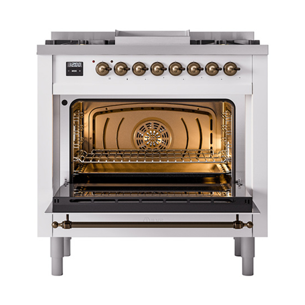 Nostalgie II 36 inch Dual Fuel Range with 6 Burners and Griddle UP36FQNMPWHB