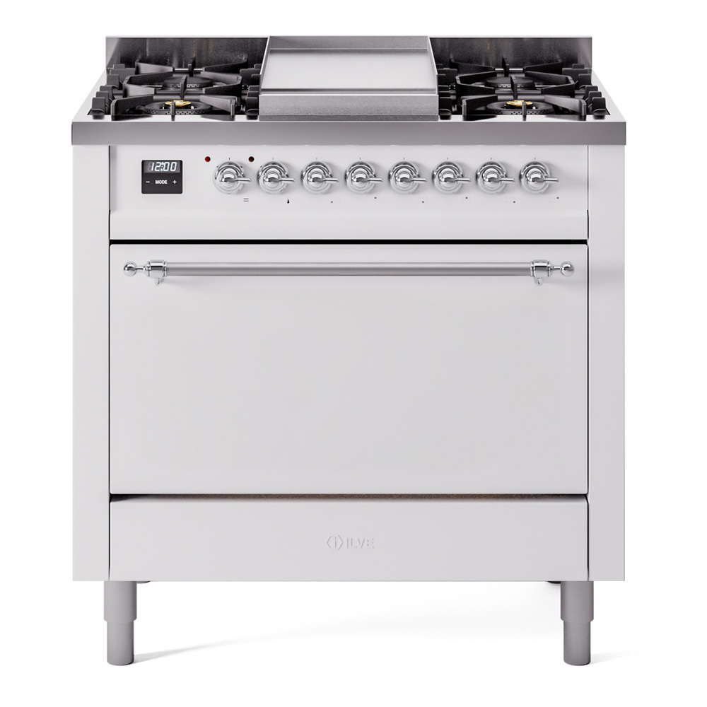 Nostalgie II 36 inch Dual Fuel Range with 6 Burners and Griddle UP36FQNMPWHC