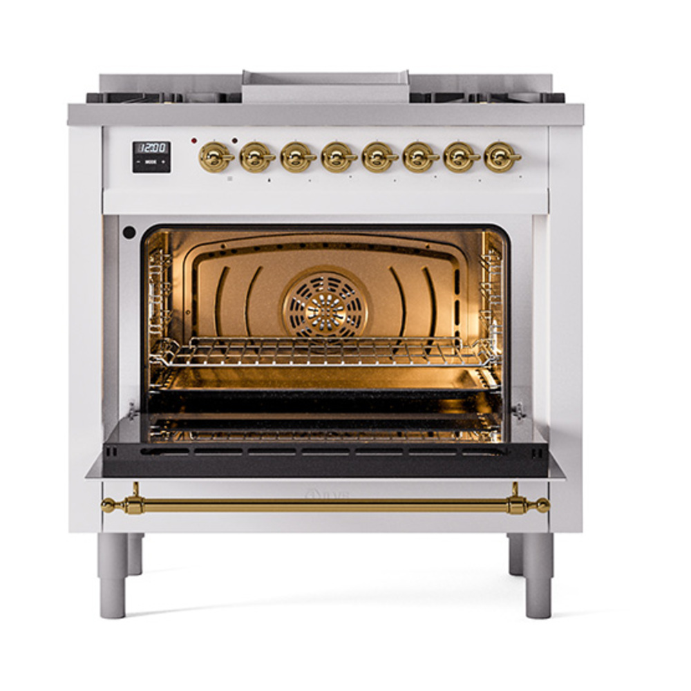Nostalgie II 36 inch Dual Fuel Range with 6 Burners and Griddle UP36FQNMPWHG