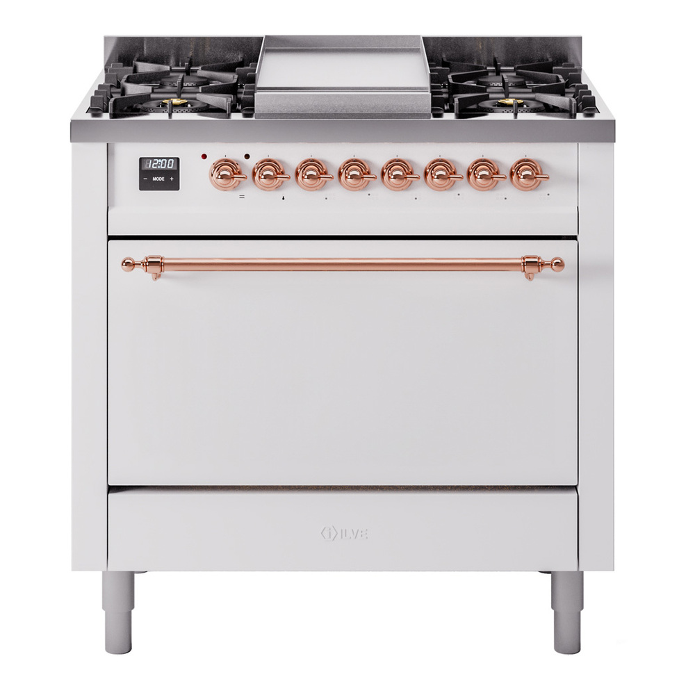 Nostalgie II 36 inch Dual Fuel Range with 6 Burners and Griddle UP36FQNMPWHPLP