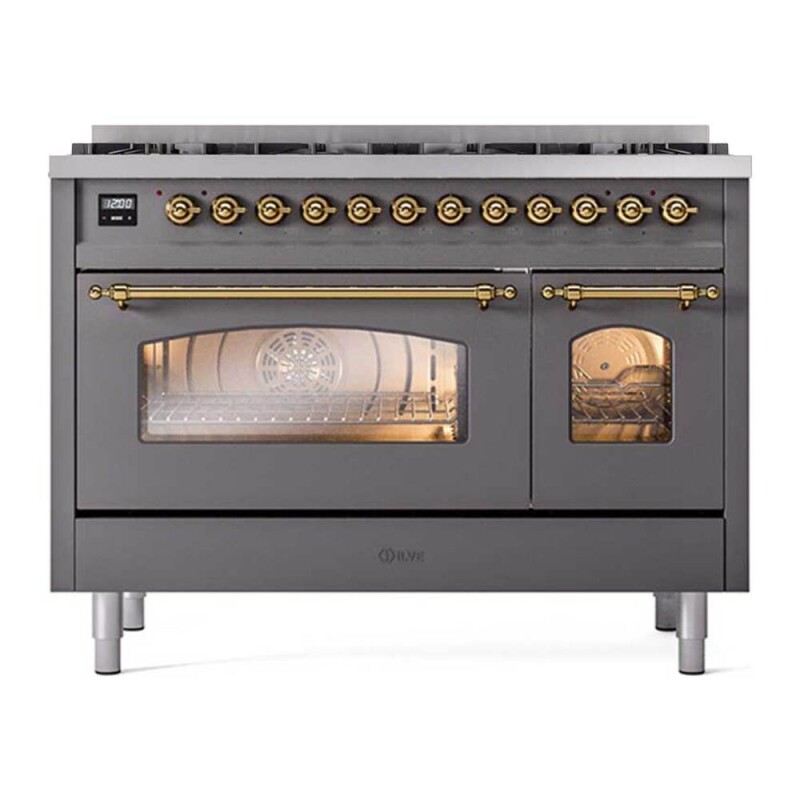 Nostalgie II 48 inch Dual Fuel Range with 8 Total Black Sealed Burners, Trim UP488NMPMGGLP