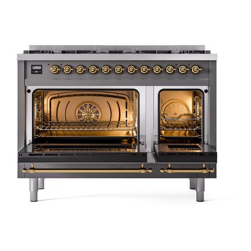 Nostalgie II 48 inch Dual Fuel Range with 8 Total Black Sealed Burners, Trim UP488NMPMGGLP