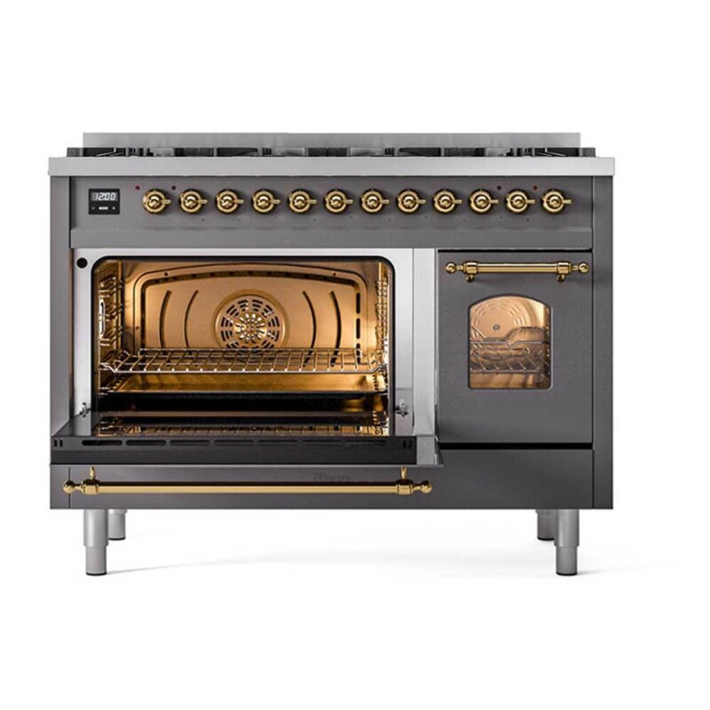 Nostalgie II 48 inch Dual Fuel Range with 8 Total Black Sealed Burners, Trim UP488NMPMGGLP