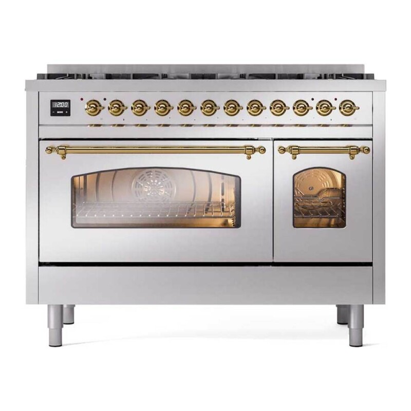 Nostalgie II 48 inch Dual Fuel Range with 8 Total Black Sealed Burners, Trim UP488NMPSSG