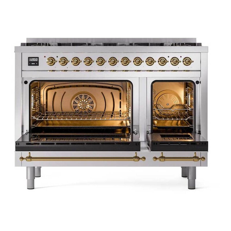 Nostalgie II 48 inch Dual Fuel Range with 8 Total Black Sealed Burners, Trim UP488NMPSSG