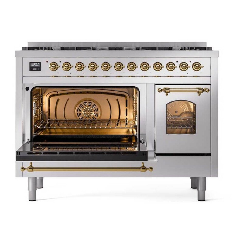 Nostalgie II 48 inch Dual Fuel Range with 8 Total Black Sealed Burners, Trim UP488NMPSSG