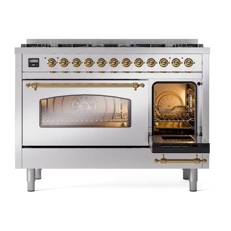 Nostalgie II 48 inch Dual Fuel Range with 8 Total Black Sealed Burners, Trim UP488NMPSSG