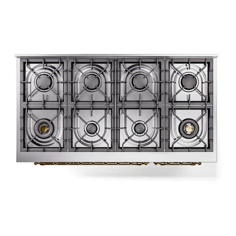 Nostalgie II 48 inch Dual Fuel Range with 8 Total Black Sealed Burners, Trim UP488NMPWHGLP