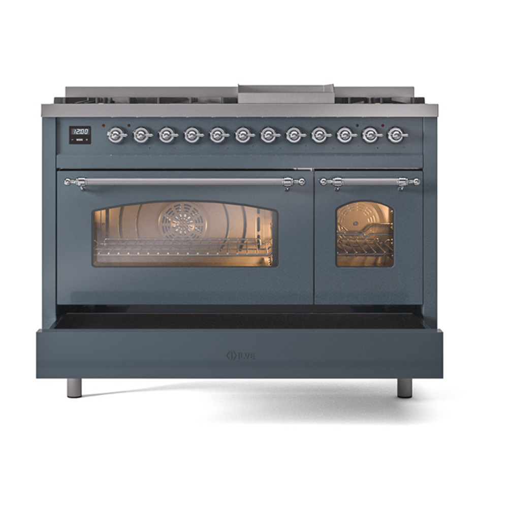 Nostalgie II 48 inch Dual Fuel Range with 5.02 cu. ft. Total Double Oven Capacity UP48FNMPBGCLP