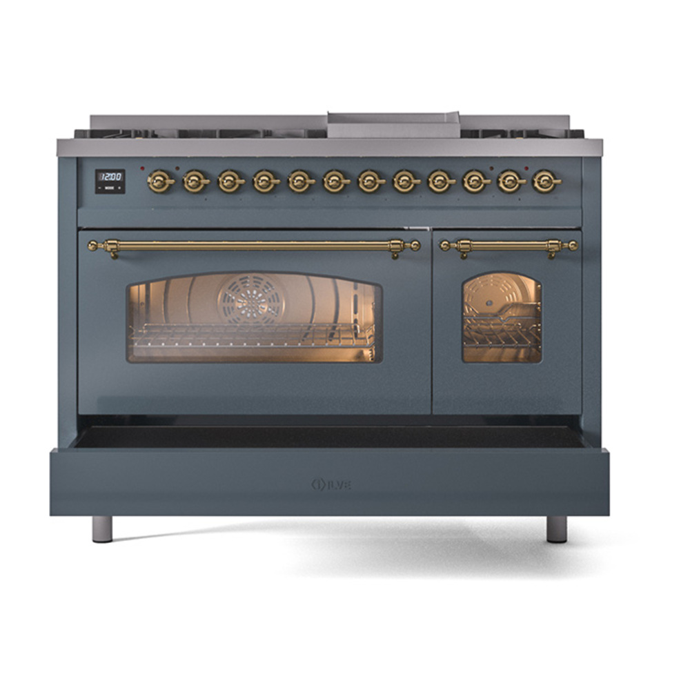 Nostalgie II 48 inch Dual Fuel Range with 5.02 cu. ft. Total Double Oven Capacity UP48FNMPBGGLP