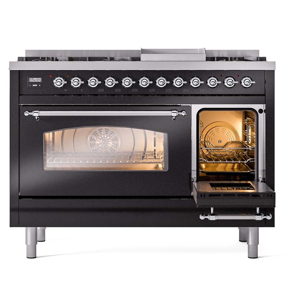 Nostalgie II 48 inch Dual Fuel Range with 5.02 cu. ft. Total Double Oven Capacity UP48FNMPBKCLP