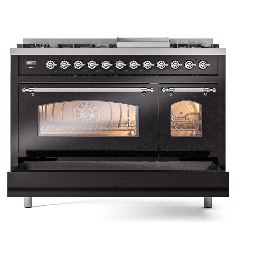 Nostalgie II 48 inch Dual Fuel Range with 5.02 cu. ft. Total Double Oven Capacity UP48FNMPBKCLP