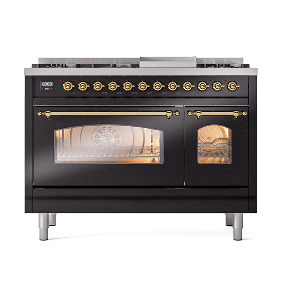 Nostalgie II 48 inch Dual Fuel Range with 5.02 cu. ft. Total Double Oven Capacity UP48FNMPBKGLP