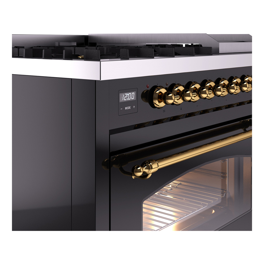 Nostalgie II 48 inch Dual Fuel Range with 5.02 cu. ft. Total Double Oven Capacity UP48FNMPBKGLP
