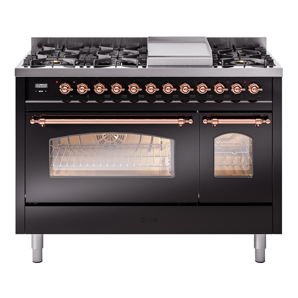 Nostalgie II 48 inch Dual Fuel Range with 5.02 cu. ft. Total Double Oven Capacity UP48FNMPBKPLP