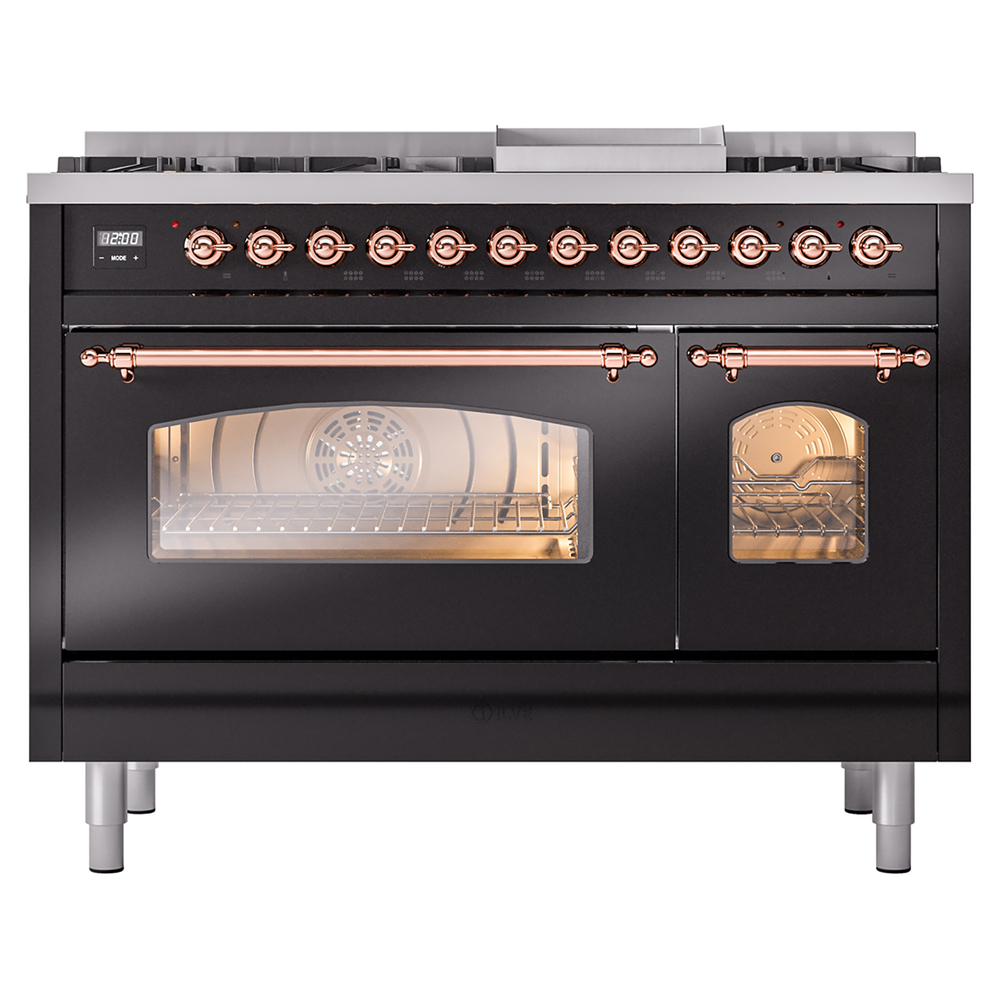 Nostalgie II 48 inch Dual Fuel Range with 5.02 cu. ft. Total Double Oven Capacity UP48FNMPBKPLP