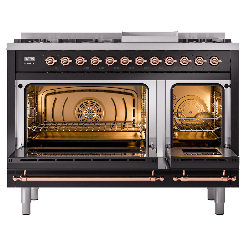 Nostalgie II 48 inch Dual Fuel Range with 5.02 cu. ft. Total Double Oven Capacity UP48FNMPBKPLP