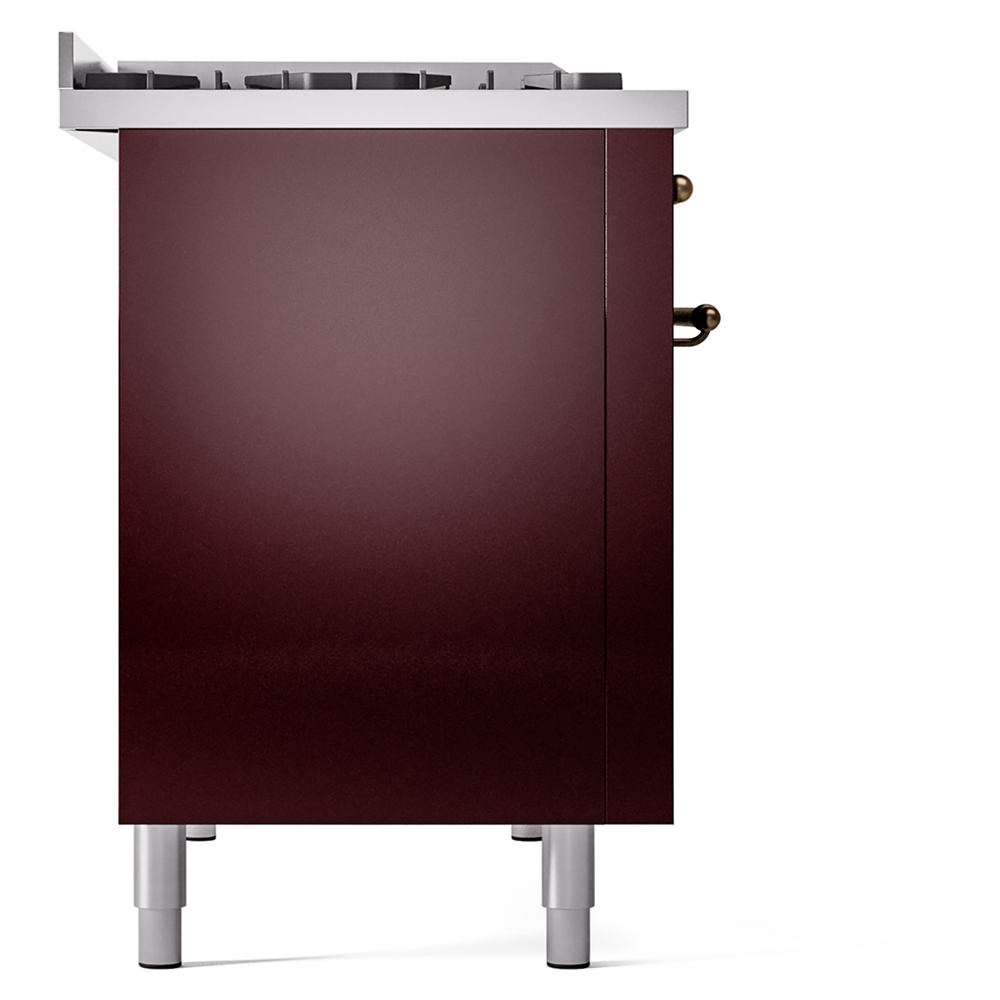Nostalgie II 48 UP48FNMPBUB Freestanding Dual Fuel Range with 8 Sealed Burners with Griddle Double Oven with Triple Glass Door with Bronze knobs UP48FNMPBUBLP