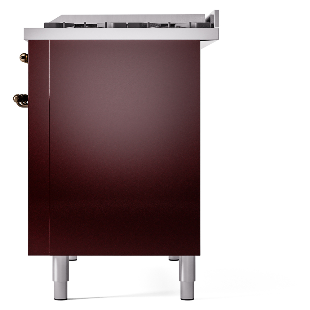 Nostalgie II 48 UP48FNMPBUB Freestanding Dual Fuel Range with 8 Sealed Burners with Griddle Double Oven with Triple Glass Door with Bronze knobs UP48FNMPBUBLP
