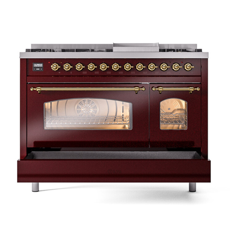Nostalgie II 48 inch Dual Fuel Range with 5.02 cu. ft. Total Double Oven Capacity UP48FNMPBUGLP