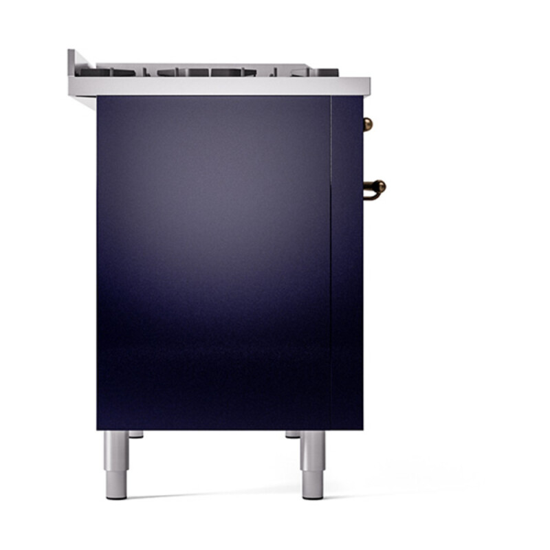 Nostalgie II 48 UP48FNMPMBB Freestanding Dual Fuel Range with 8 Sealed Burners with Griddle Double Oven with Triple Glass Door with Bronze knobs UP48FNMPMBBLP