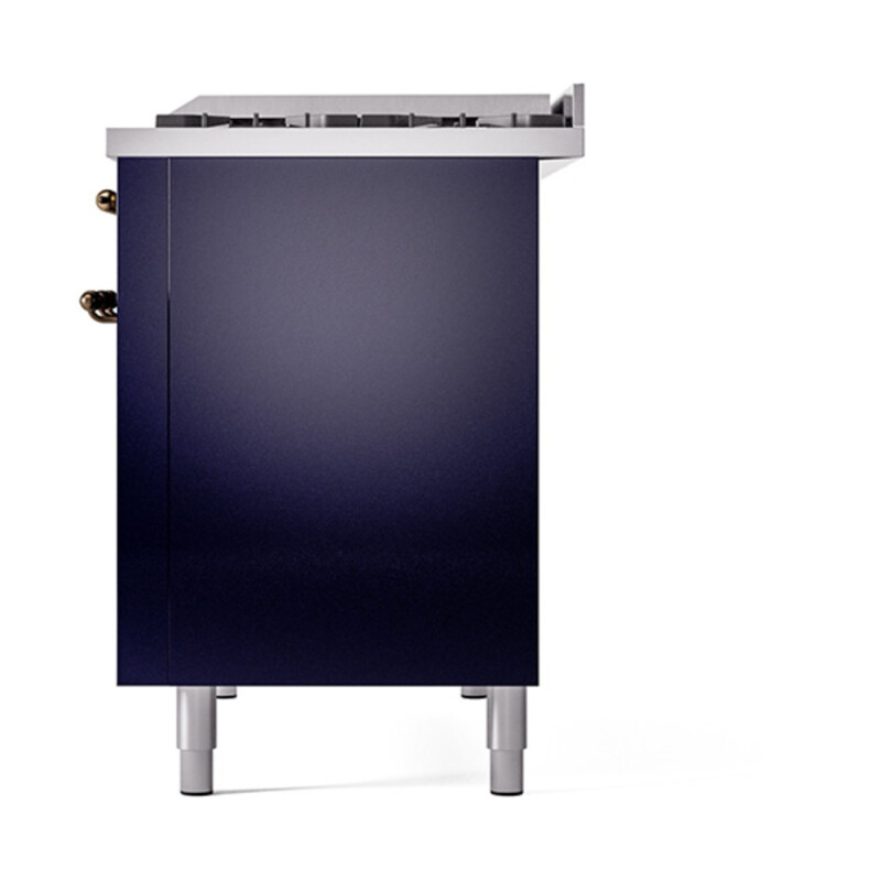 Nostalgie II 48 UP48FNMPMBB Freestanding Dual Fuel Range with 8 Sealed Burners with Griddle Double Oven with Triple Glass Door with Bronze knobs UP48FNMPMBBLP
