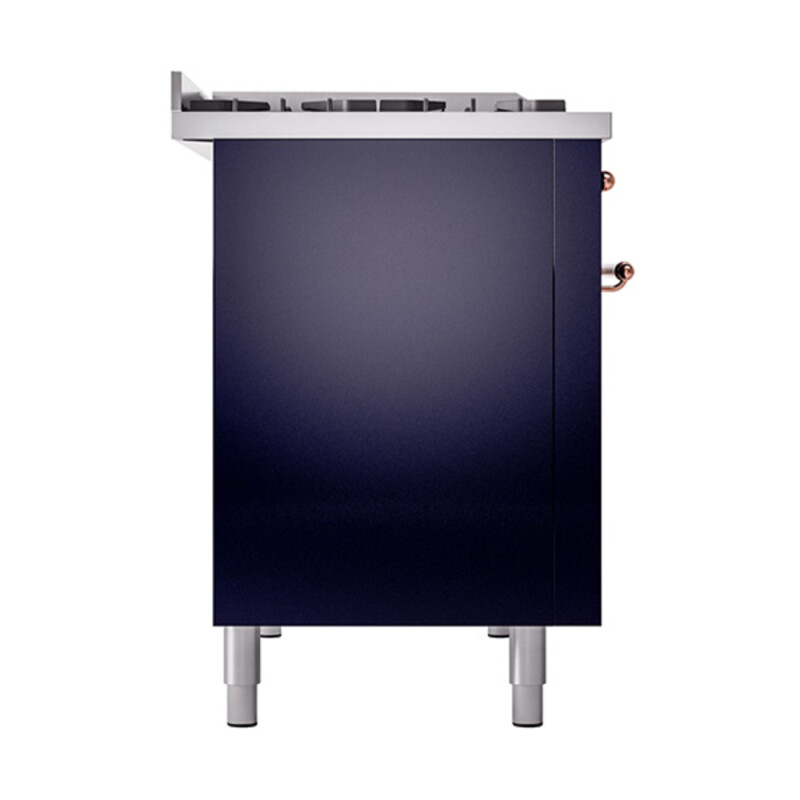 Nostalgie II 48 UP48FNMPMBP Freestanding Dual Fuel Range with 8 Sealed Burners with Griddle Double Oven with Triple Glass Door with Copper knobs UP48FNMPMBP
