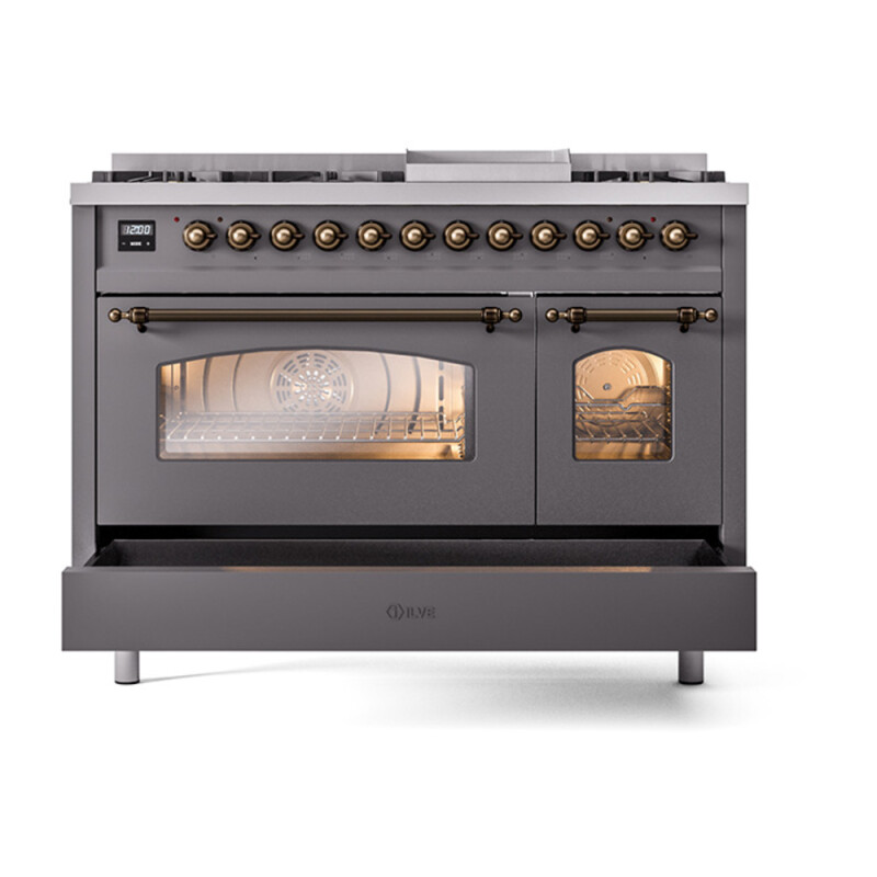 Nostalgie II 48 inch Dual Fuel Range with 5.02 cu. ft. Total Double Oven Capacity UP48FNMPMGBLP