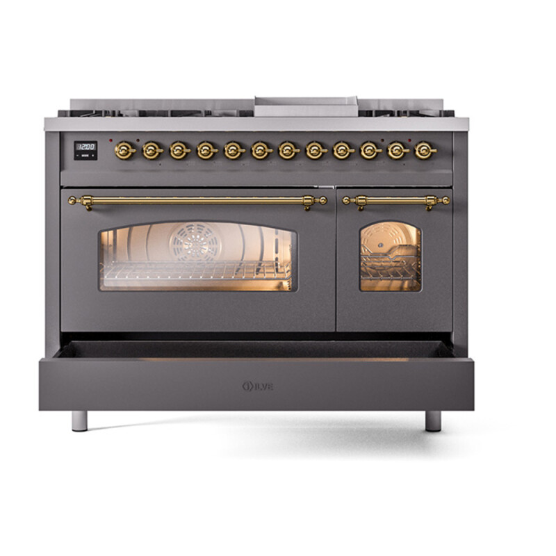 Nostalgie II 48 inch Dual Fuel Range with 5.02 cu. ft. Total Double Oven Capacity UP48FNMPMGG