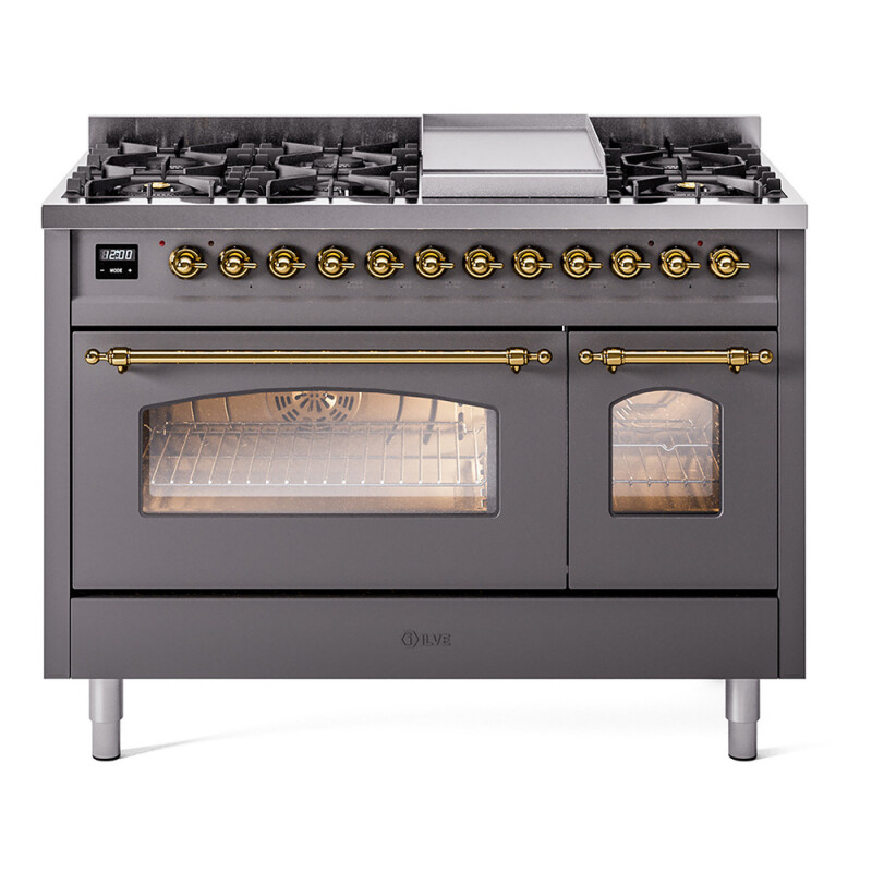 Nostalgie II 48 inch Dual Fuel Range with 5.02 cu. ft. Total Double Oven Capacity UP48FNMPMGGLP