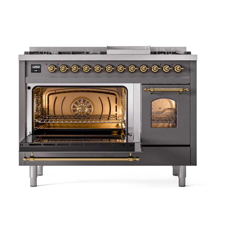 Nostalgie II 48 inch Dual Fuel Range with 5.02 cu. ft. Total Double Oven Capacity UP48FNMPMGGLP
