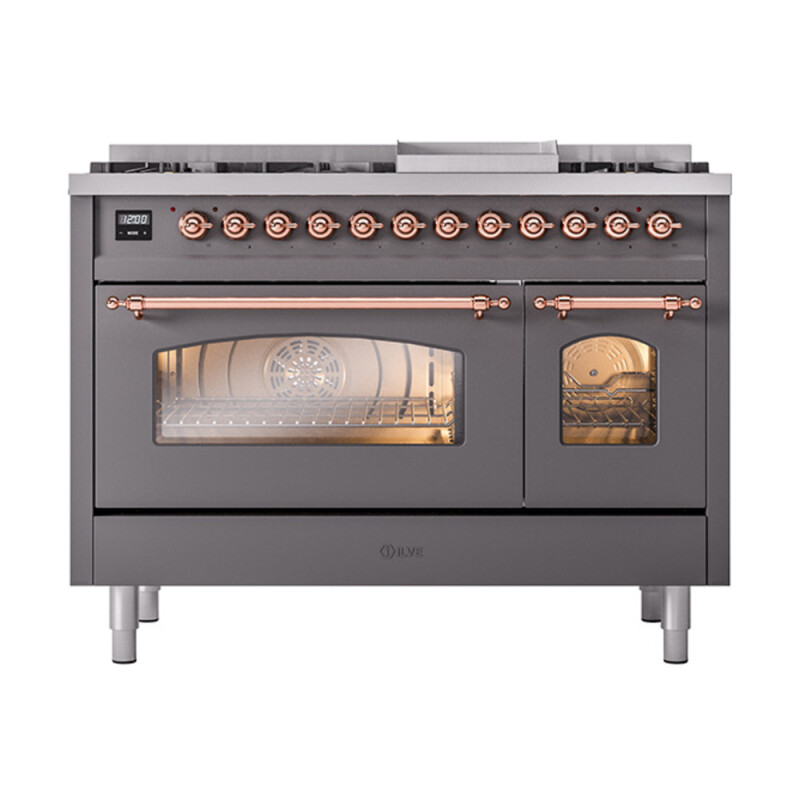 Nostalgie II 48 inch Dual Fuel Range with 5.02 cu. ft. Total Double Oven Capacity UP48FNMPMGPLP