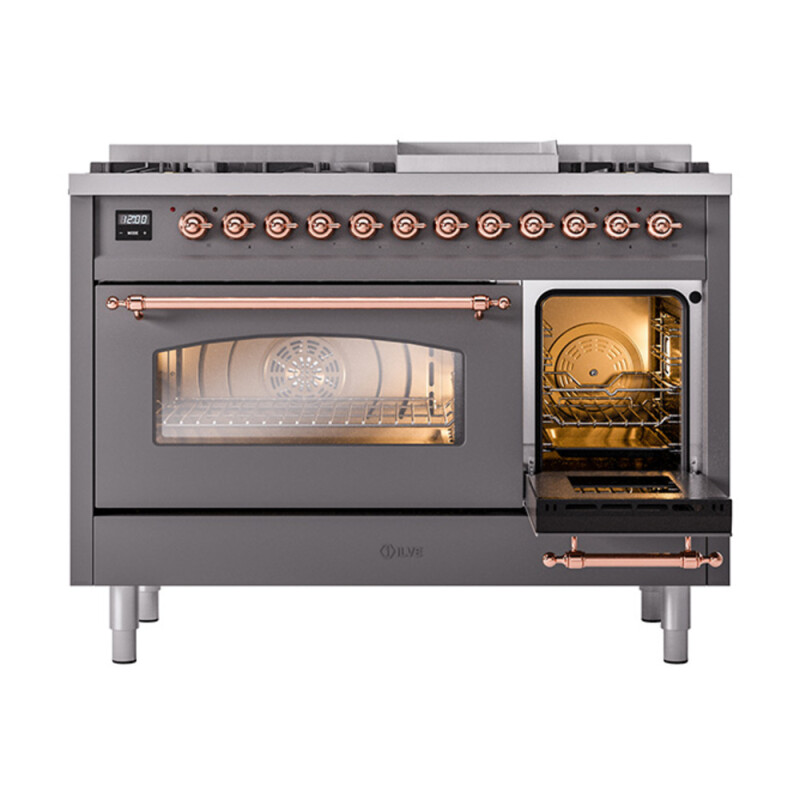 Nostalgie II 48 inch Dual Fuel Range with 5.02 cu. ft. Total Double Oven Capacity UP48FNMPMGPLP