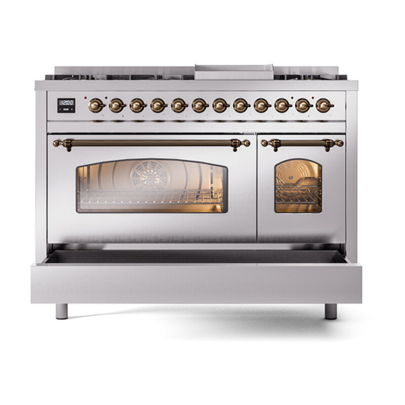 Nostalgie II 48 inch Dual Fuel Range with 5.02 cu. ft. Total Double Oven Capacity UP48FNMPSSBLP