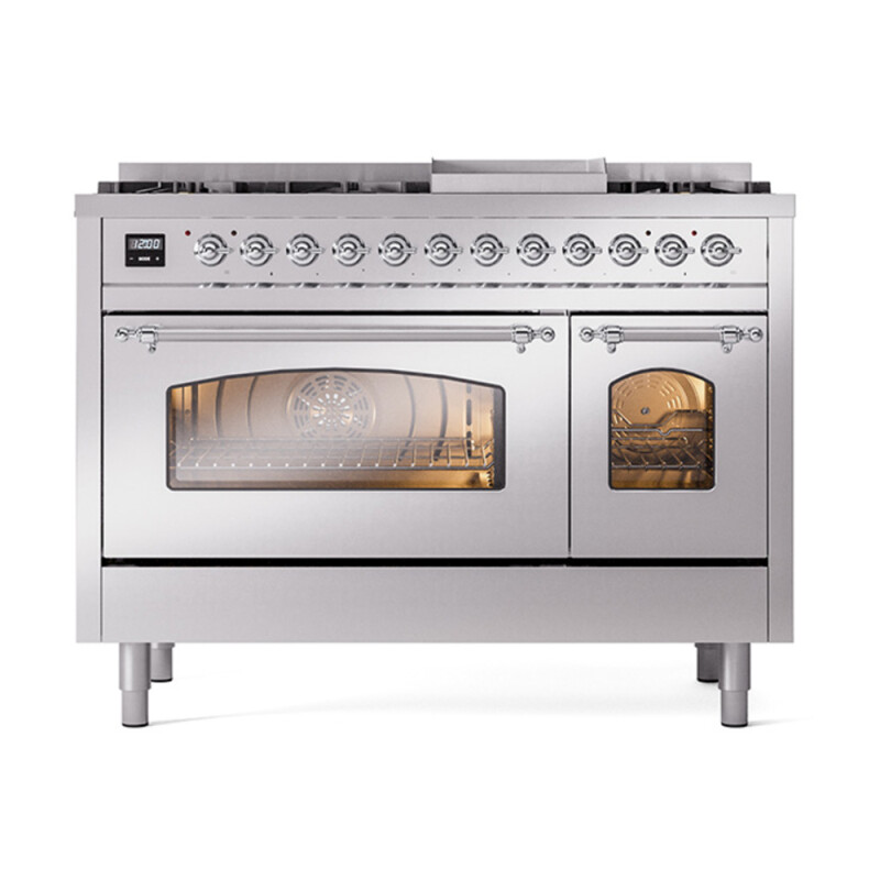 Nostalgie II 48 inch Dual Fuel Range with 5.02 cu. ft. Total Double Oven Capacity UP48FNMPSSCLP
