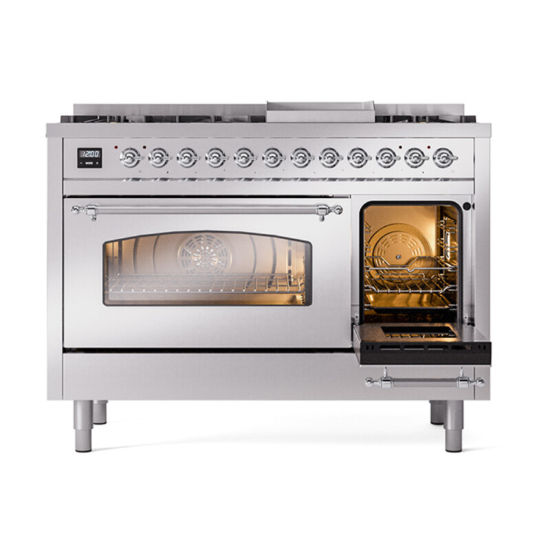 Nostalgie II 48 inch Dual Fuel Range with 5.02 cu. ft. Total Double Oven Capacity UP48FNMPSSCLP