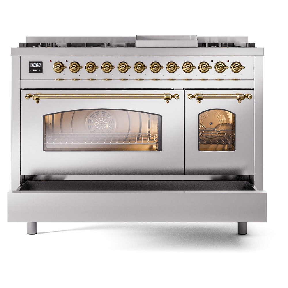 Nostalgie II 48 inch Dual Fuel Range with 5.02 cu. ft. Total Double Oven Capacity UP48FNMPSSG