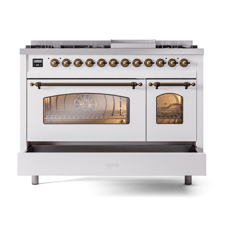 Nostalgie II 48 inch Dual Fuel Range with 5.02 cu. ft. Total Double Oven Capacity UP48FNMPWHBLP