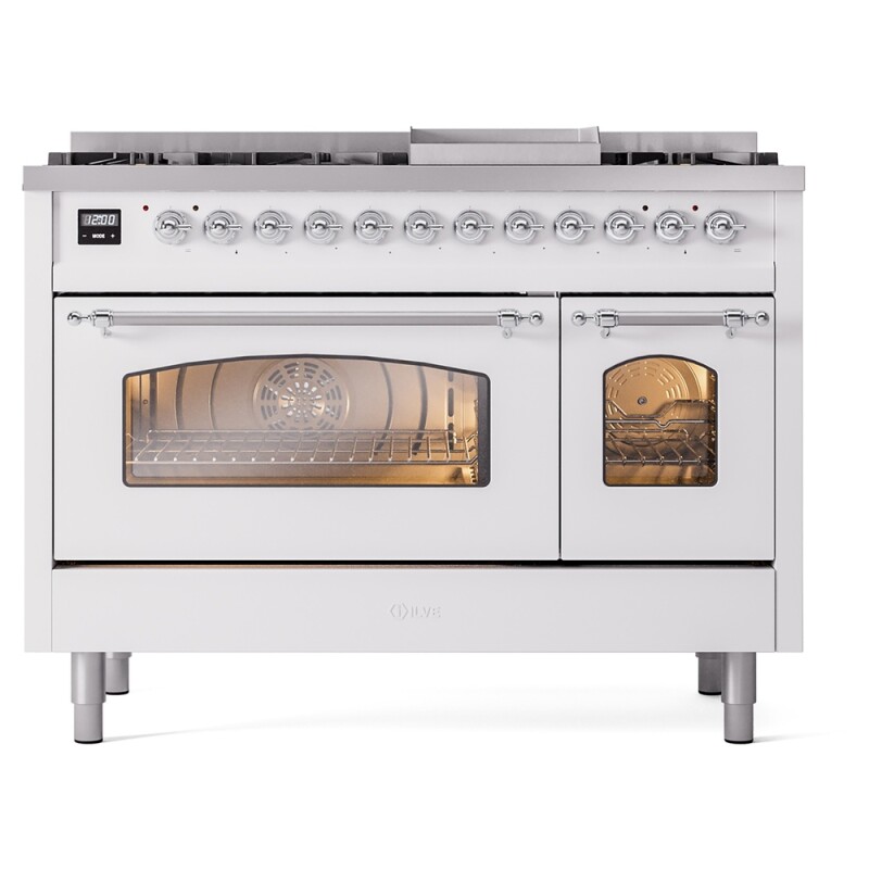 Nostalgie II 48 inch Dual Fuel Range with 5.02 cu. ft. Total Double Oven Capacity UP48FNMPWHCLP