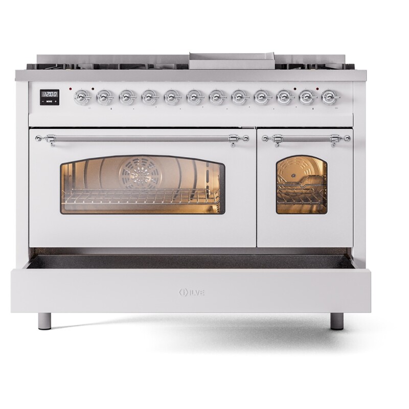 Nostalgie II 48 inch Dual Fuel Range with 5.02 cu. ft. Total Double Oven Capacity UP48FNMPWHCLP