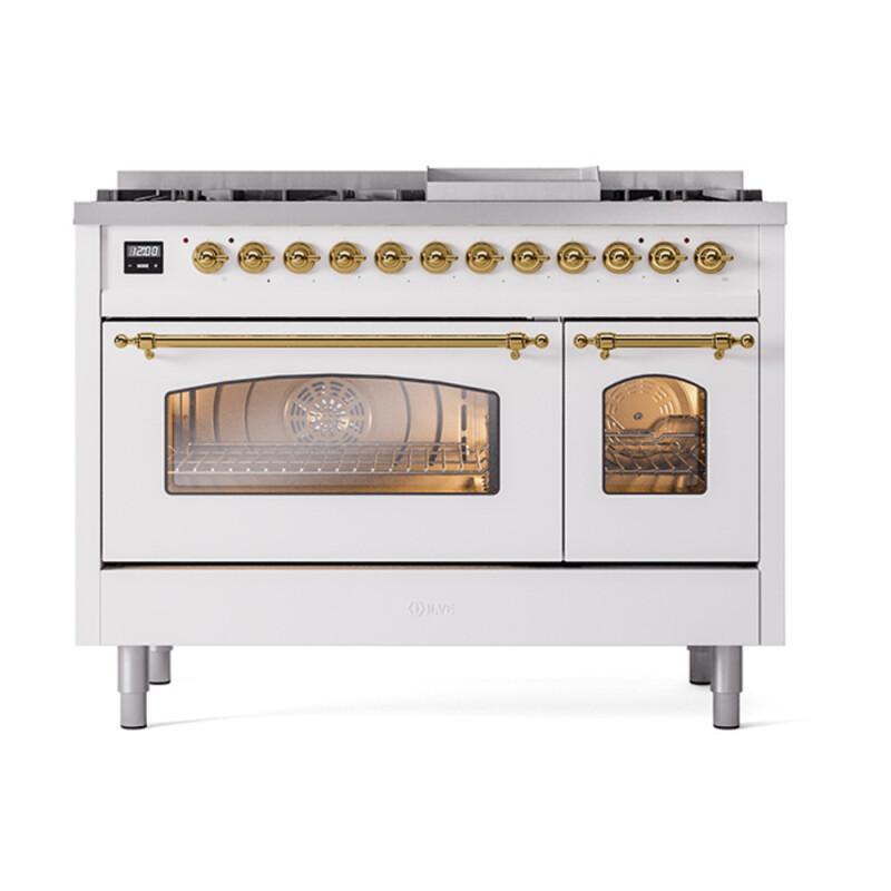 Nostalgie II 48 inch Dual Fuel Range with 5.02 cu. ft. Total Double Oven Capacity UP48FNMPWHGLP