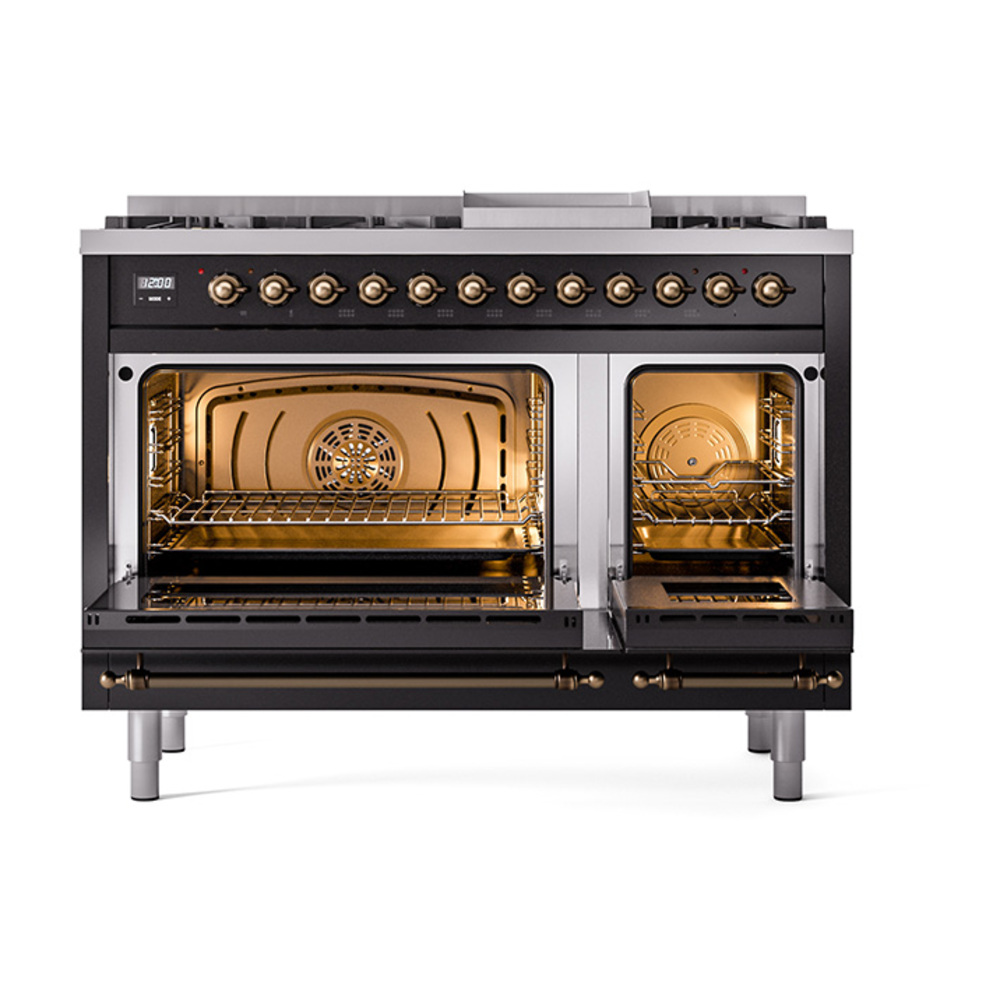 Nostalgie II 48 inch Dual Fuel Range with 5.02 cu. ft. Total Double Oven Capacity UP48FQNMPBKBLP