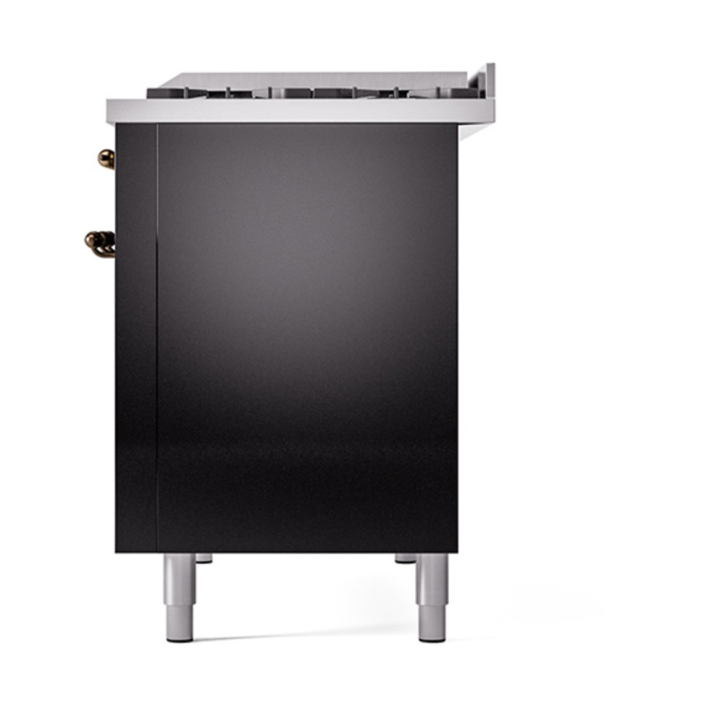Nostalgie II 48 UP48FQNMPBKB Freestanding Dual Fuel Range with 8 Sealed Burners with Griddle Double Oven with Solid Door with Bronze knobs UP48FQNMPBKB
