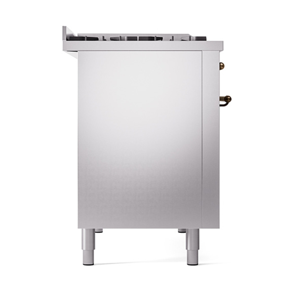Nostalgie II 48 UP48FQNMPSSB Freestanding Dual Fuel Range with 8 Sealed Burners with Griddle Double Oven with Solid Door with Bronze knobs UP48FQNMPSSB